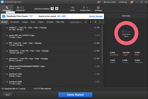 Clean duplicate files