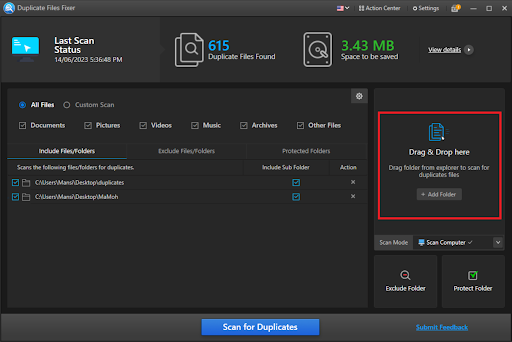 Drag and drop the folder