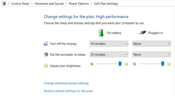 How do i set my computer to high perfomance mode