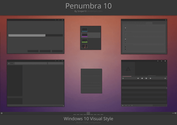 Penumbra 10 Dark Windows Theme