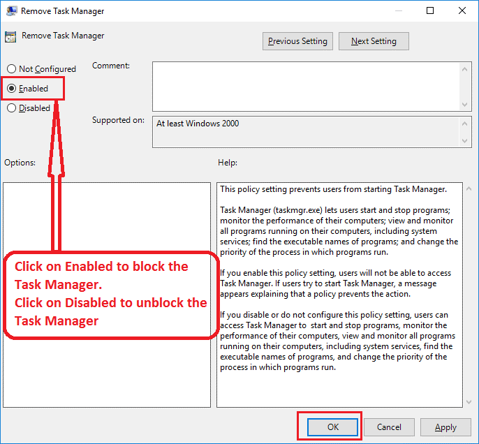 Remove Task Manager window