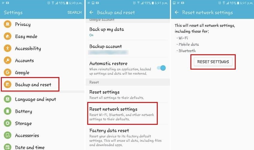 backup and reset