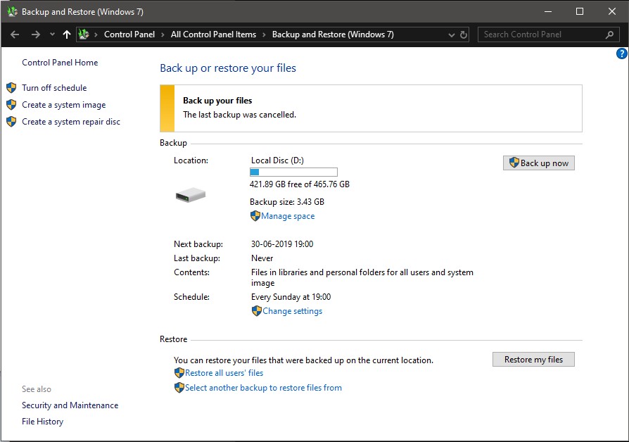 back file drive