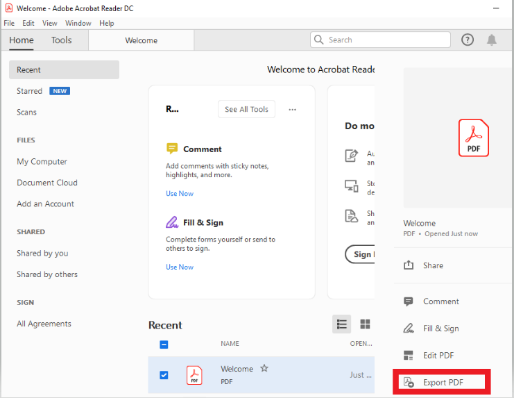 Convert PDF to Word File Using Adobe Acrobat Reader DC