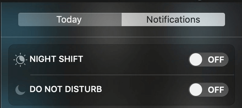 Disable DO Not Disturb mode in mac