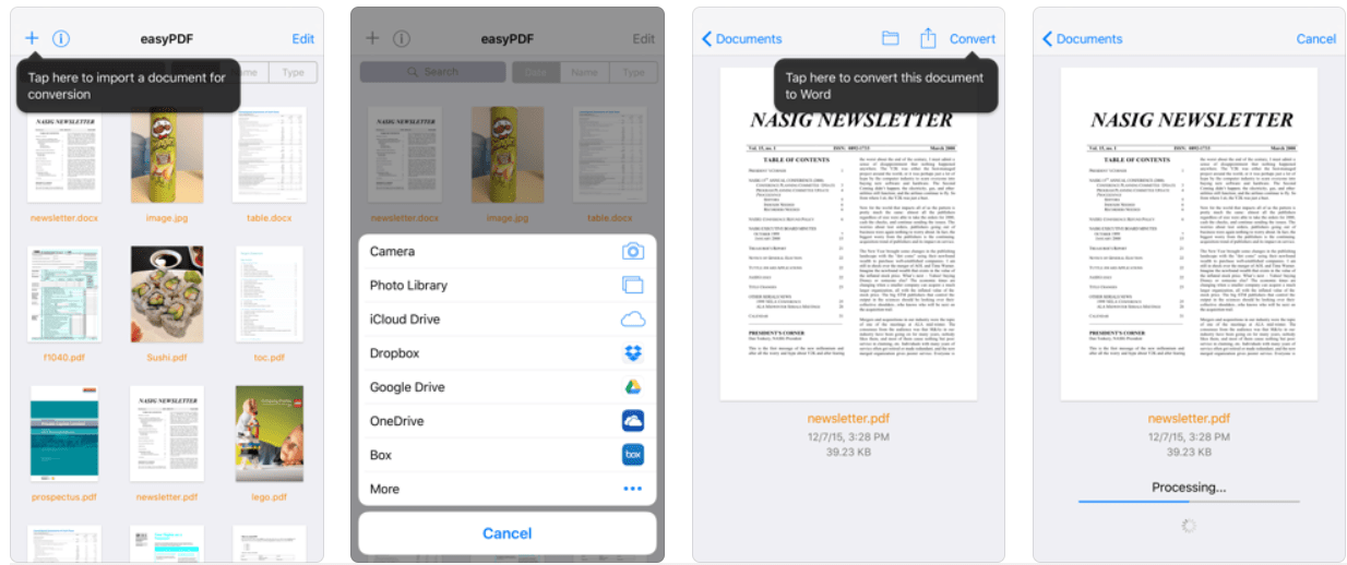EasyPDF - Convert pdf to word for iphone