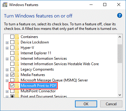 Microsoft Print to PDF_Windows Features
