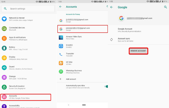 Remove Google Account by these steps