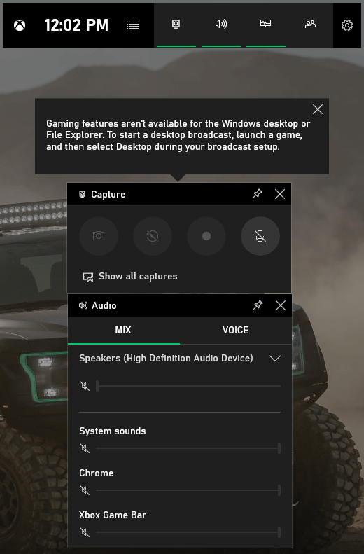 Screen and Voice Recorder Windows 10 limitations