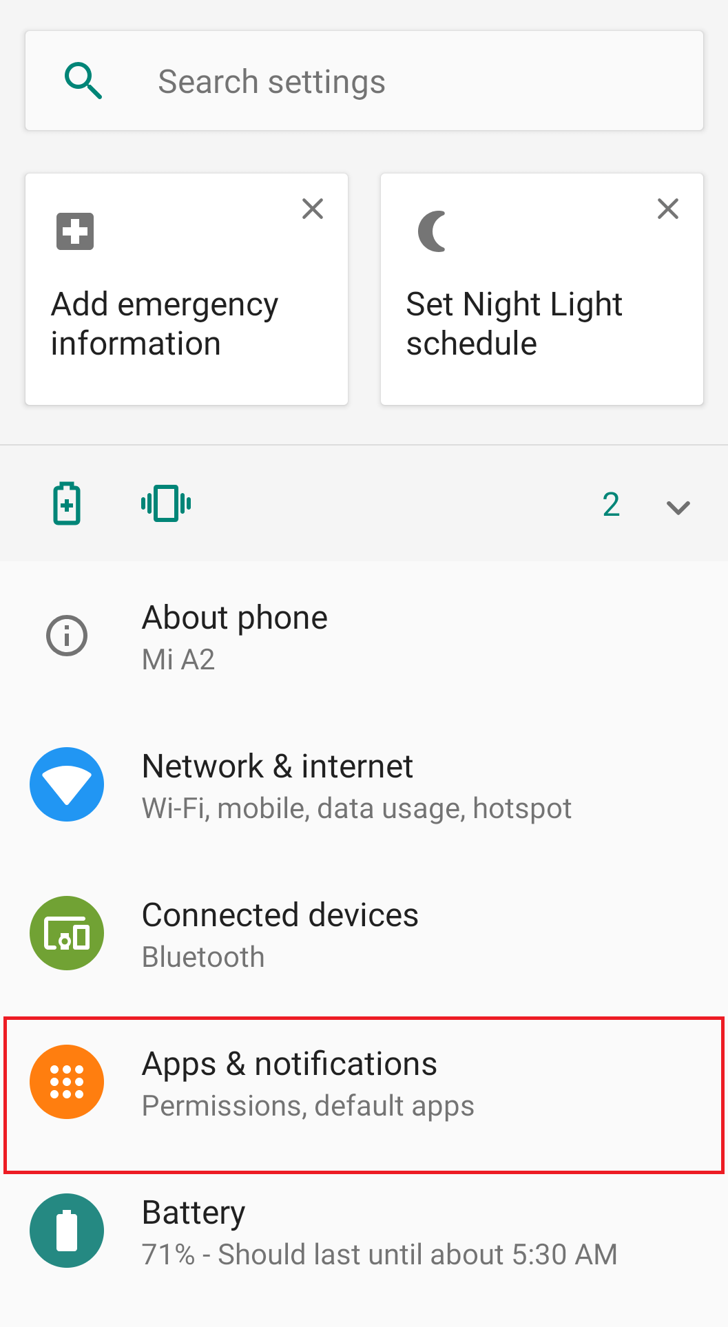 Tap on Apps & notifications