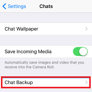 Tap on Chat Backup