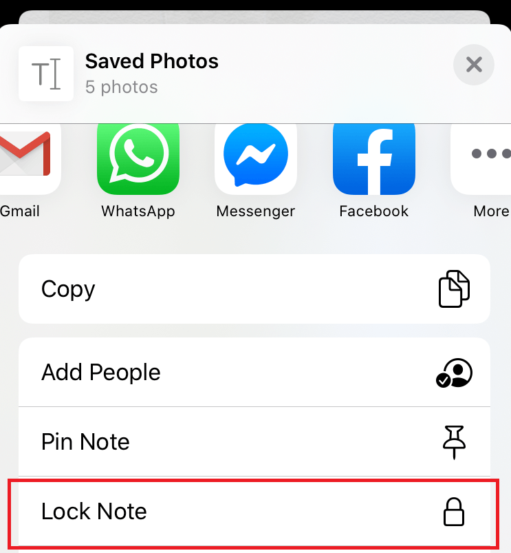 Tap on Lock Note