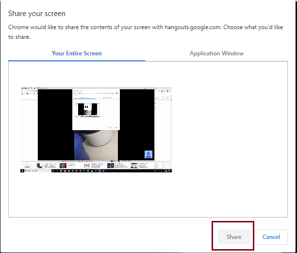 share screen on Google hangouts