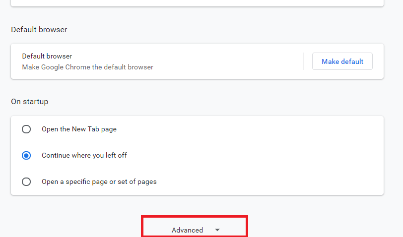 Click on Advanced