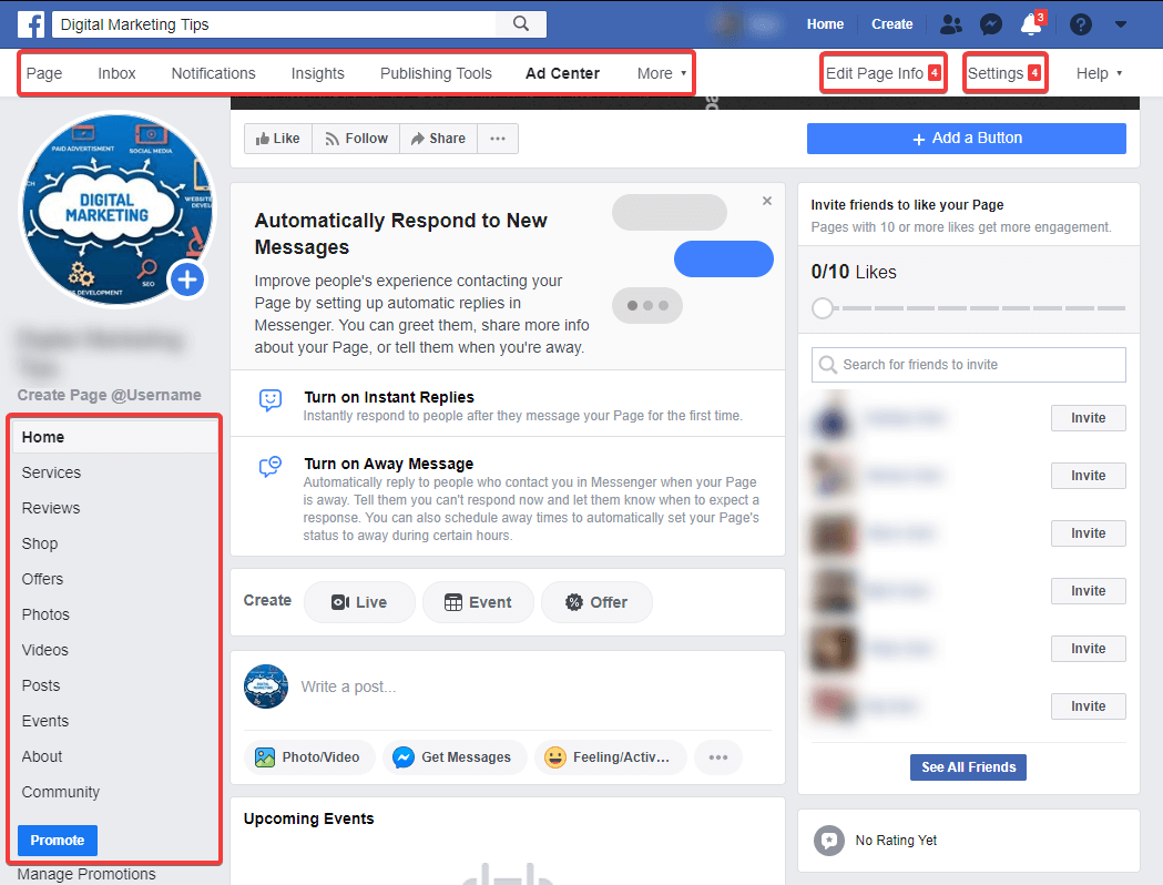 Customize facebook business page