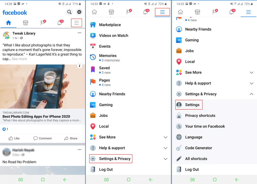 Facebook Face Recognition Settings on Facebook App