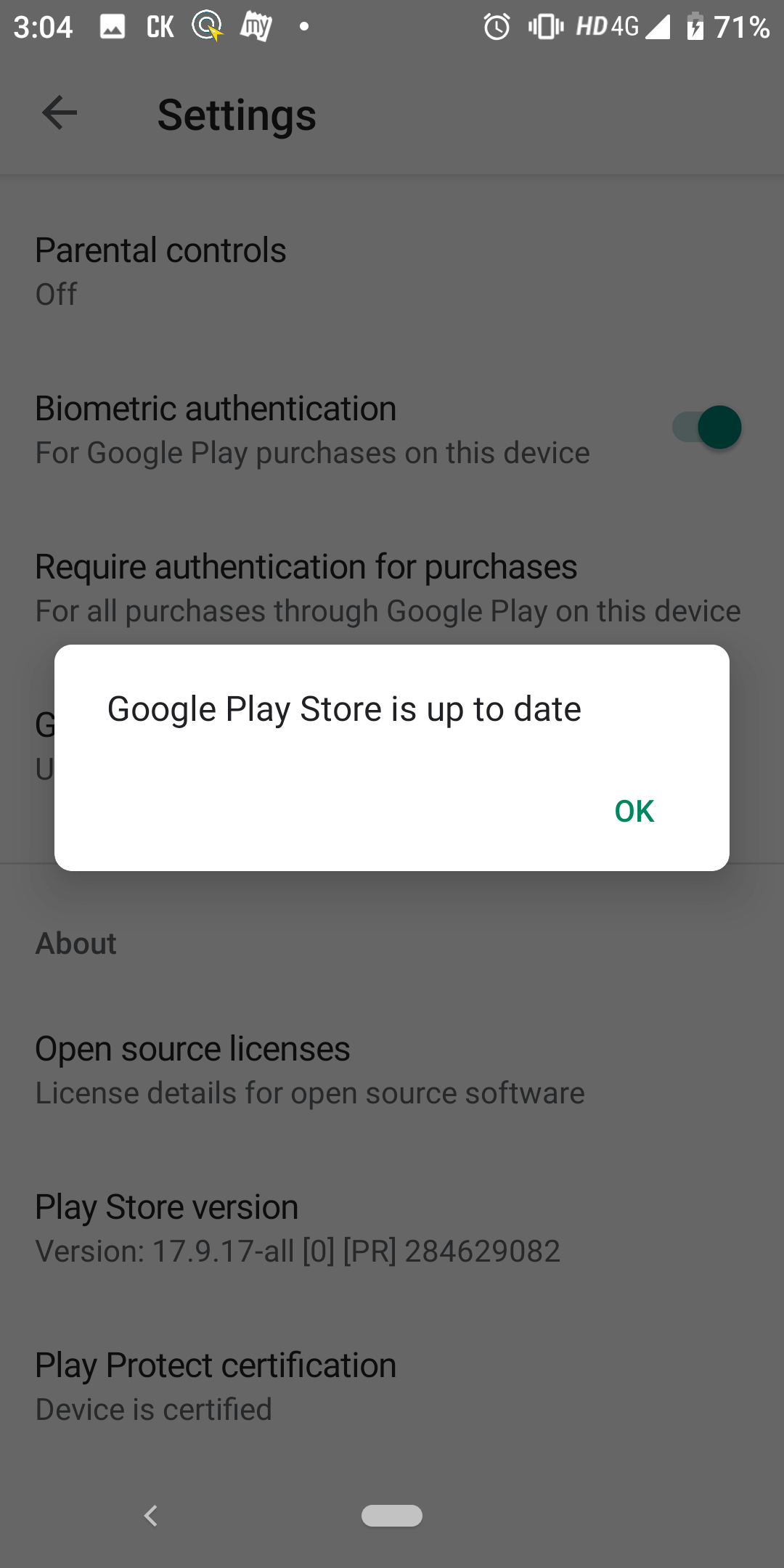 Google Play Store is up to date