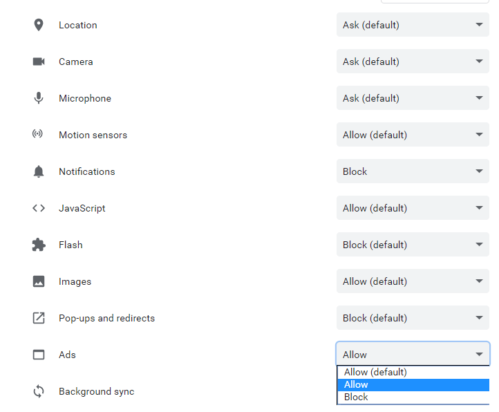 Select Allow