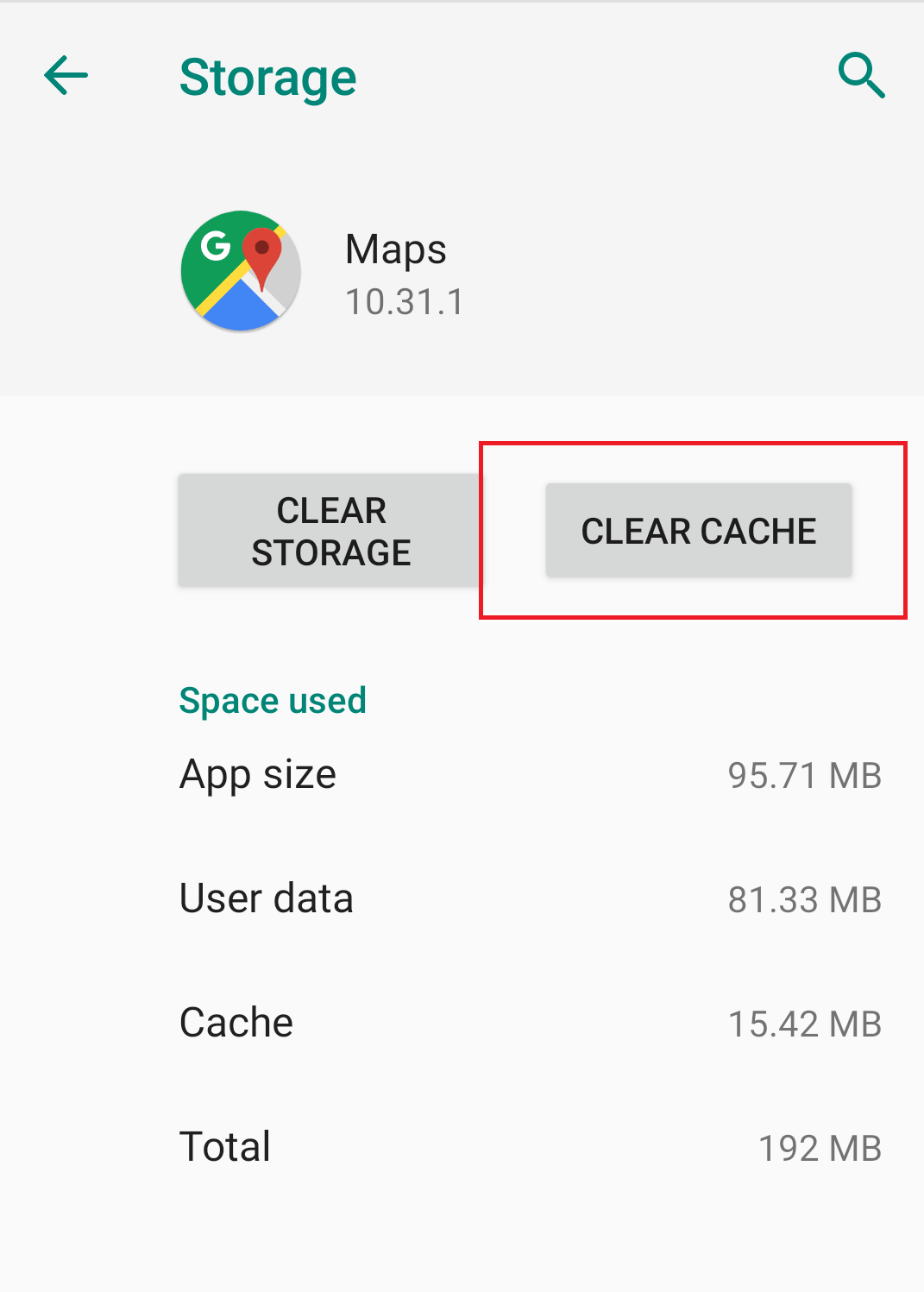 Tap On Clear Cache