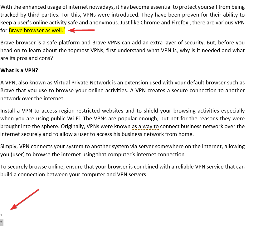 document with footnotes