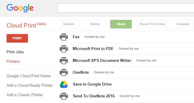 google cloud print