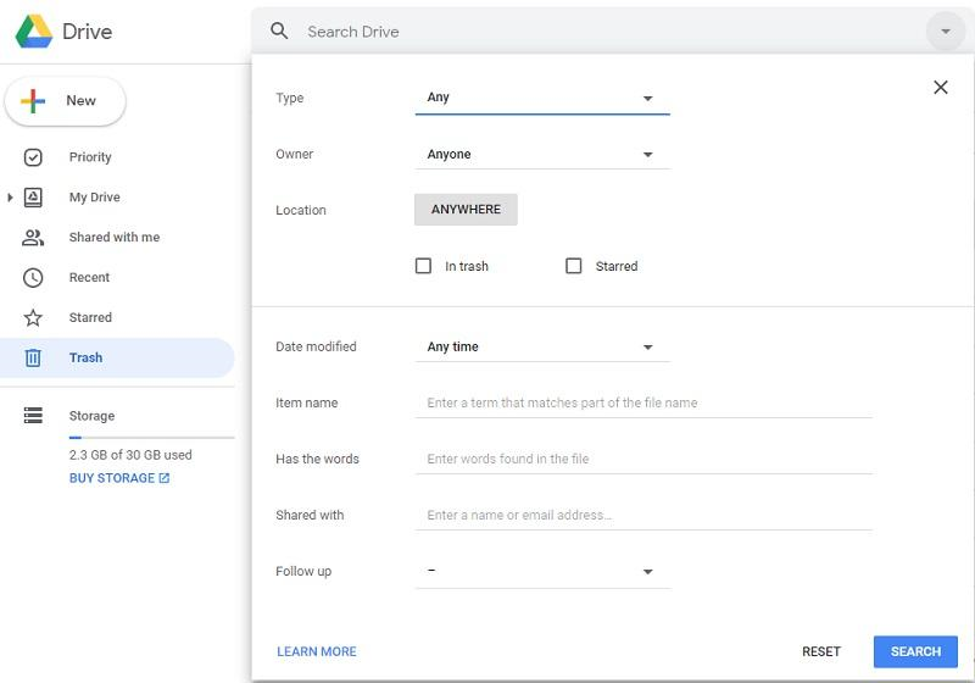 Advanced Search Option