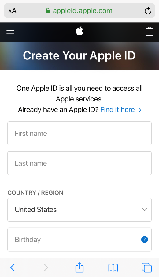 Apple ID info