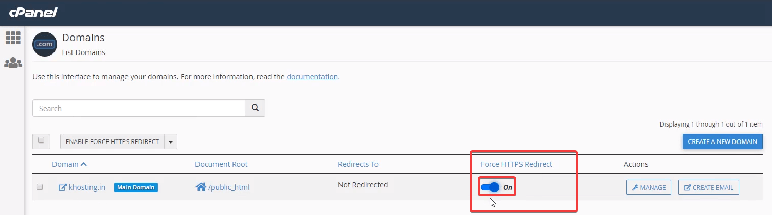 Force HTTPS Redirect Domains