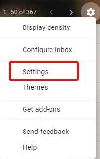 Settings menu