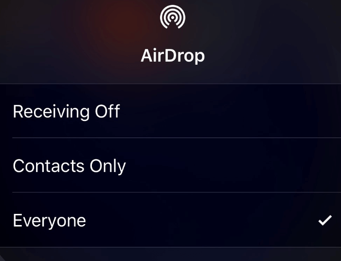 Tap on AirDrop setting