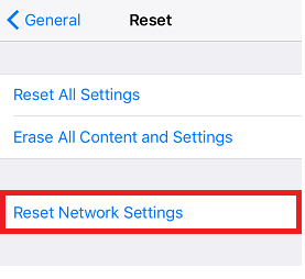 Tap on Reset Network Settings