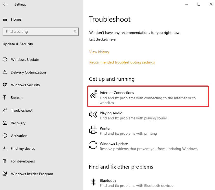 no internet secured windows 10