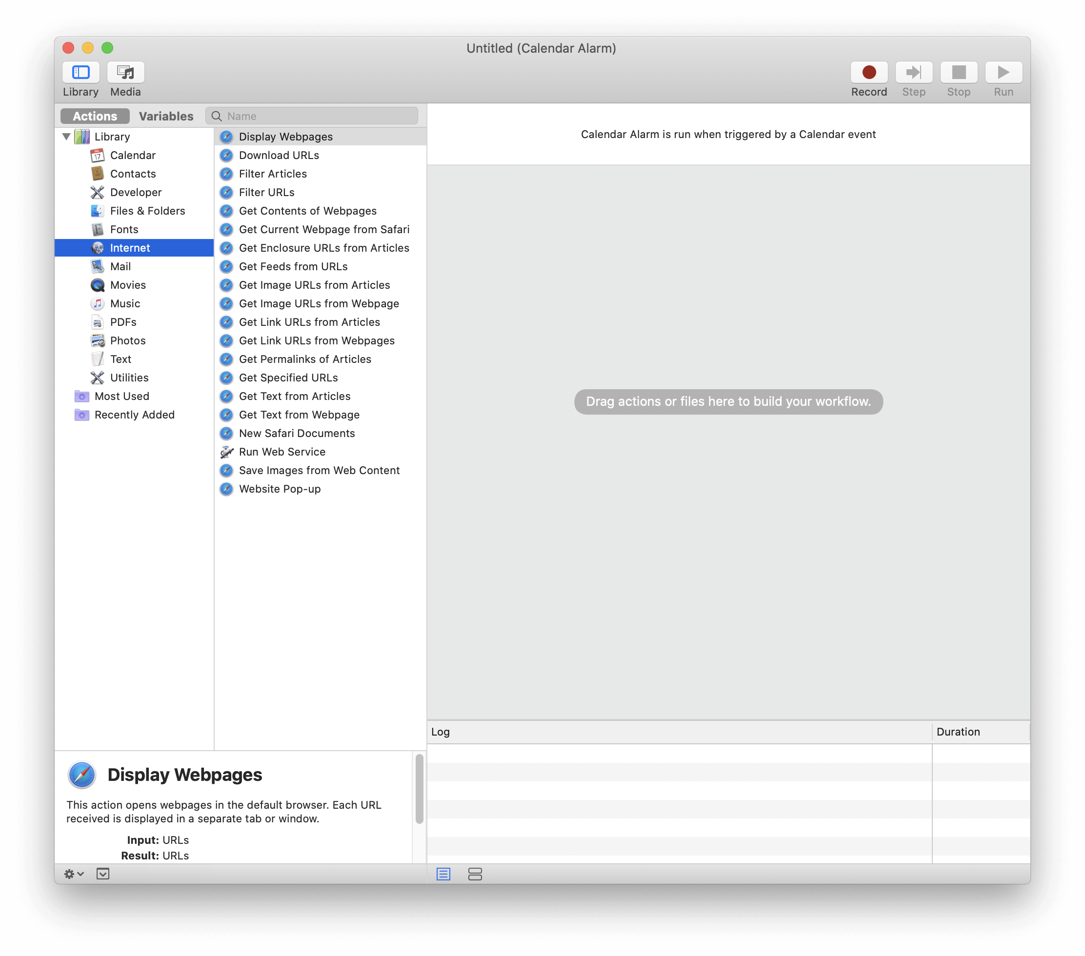, select Internet from