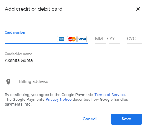 Add a payment method.