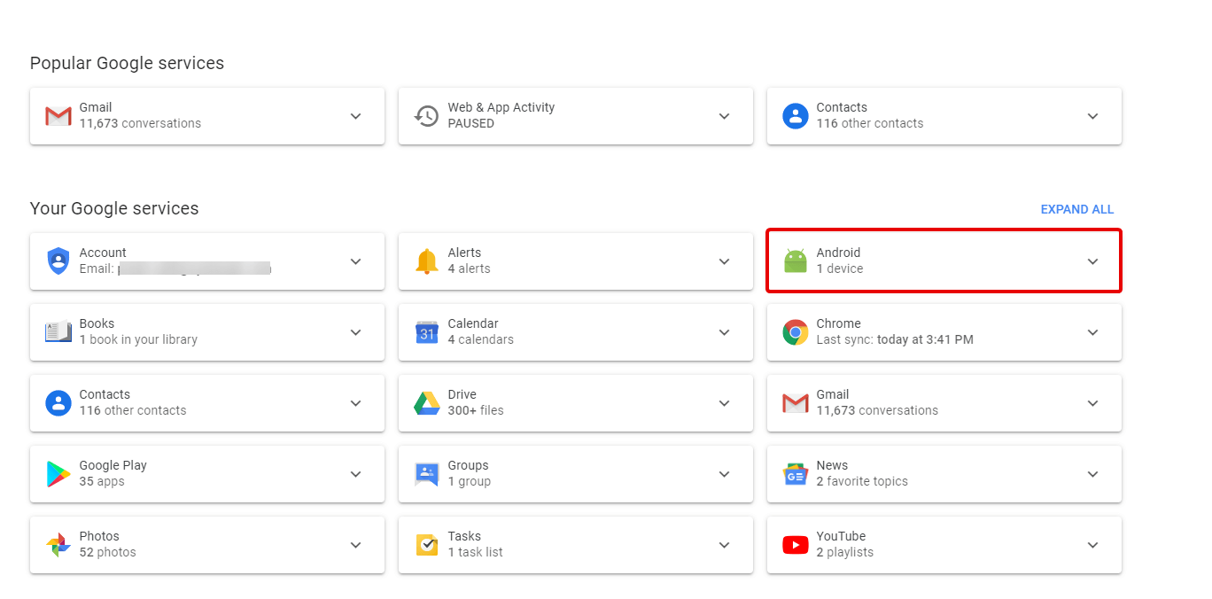 Check your IMEI number on Google dashboard