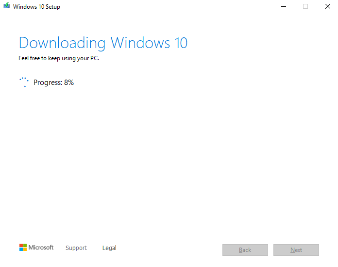 Downloading Windows 10