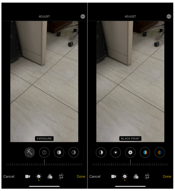 How to edit Exposure and blackpoint in video