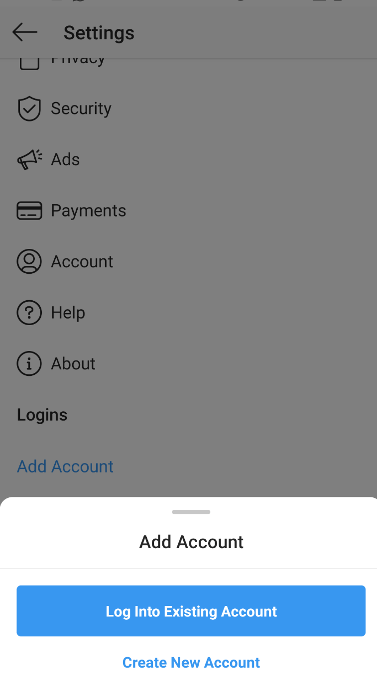 Login with Existing account