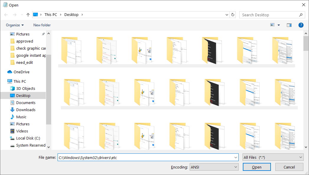 Open File dialogue box