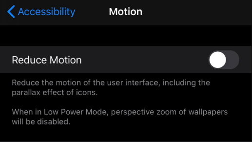 Reduce Motion feature