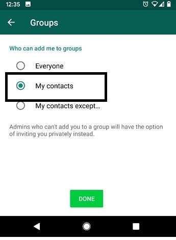 WhatsApp groups contacts