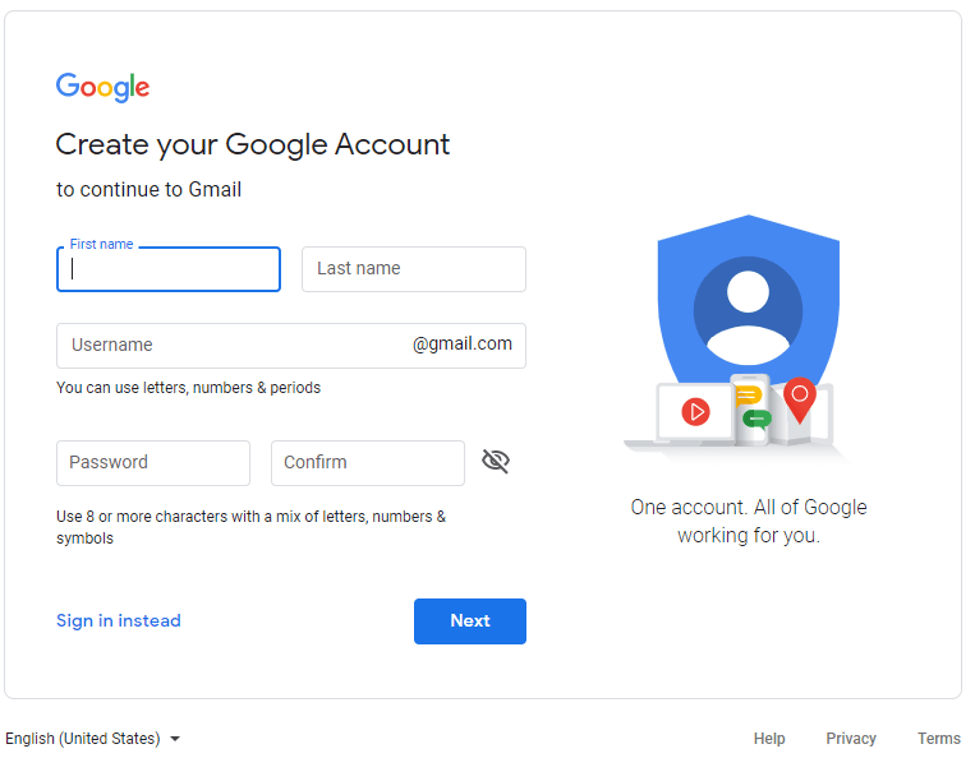 create gmail account