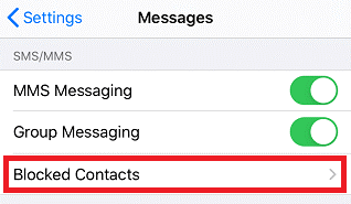 tap on Blocked Contacts option