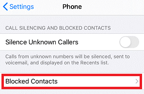 tap on Blocked Contacts