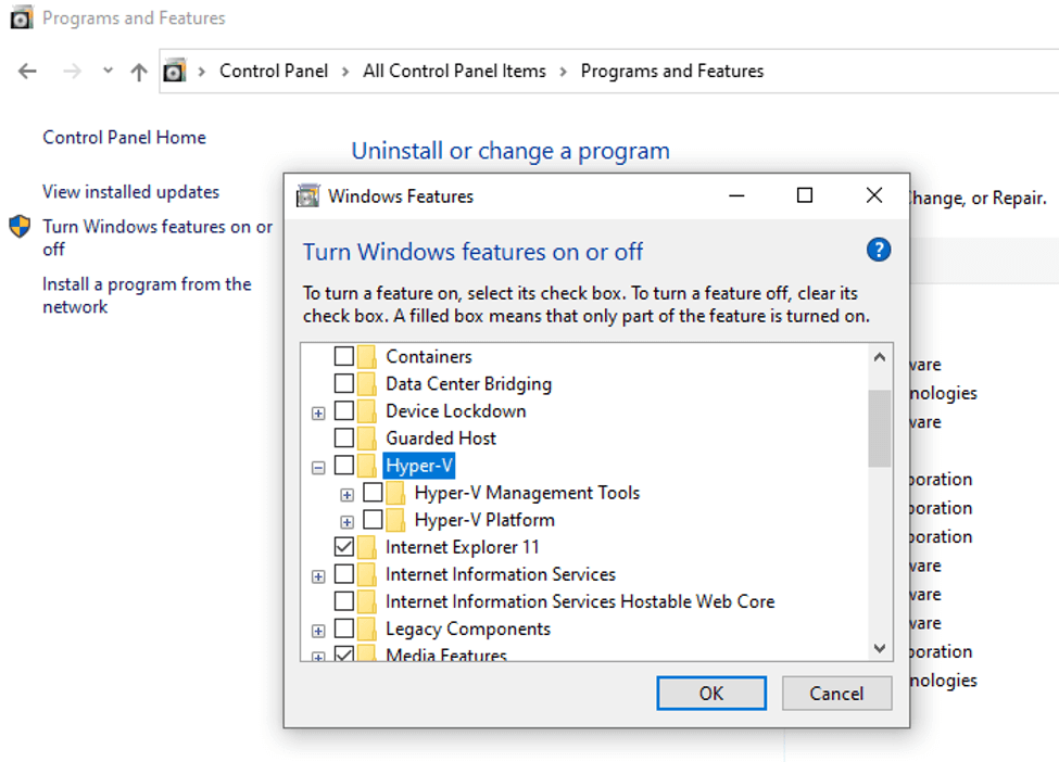 unistall or change a program