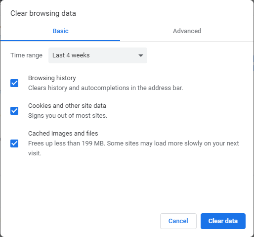 Clear Browsing Data