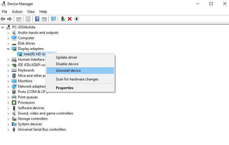 Click on the device in device manager to uninstall
