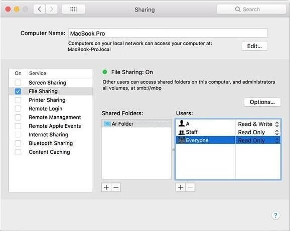 Mac OS File Sharing System