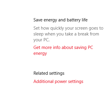 Power and Sleep Settings