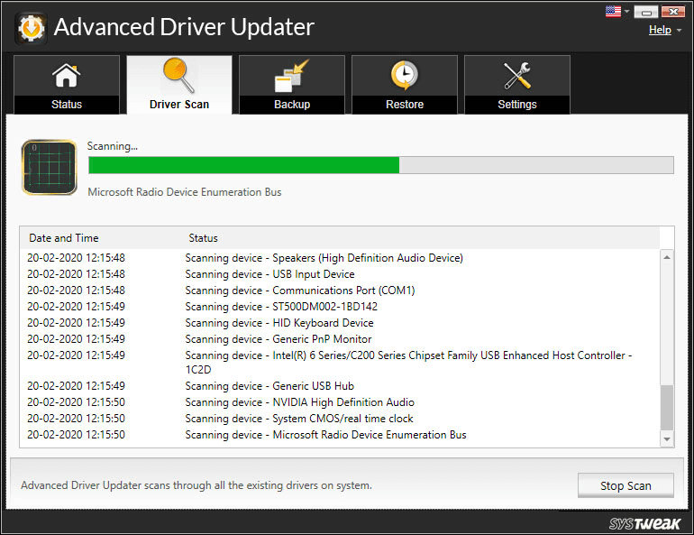 Start Scanning for outdated Drivers